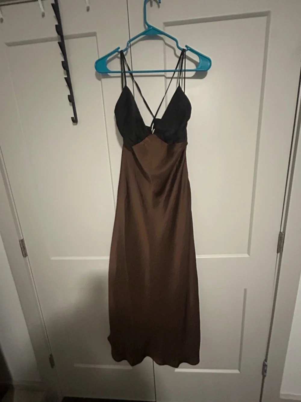 Abercrombie & Fitch Brown Maxi Slip Dress with Black Bodice